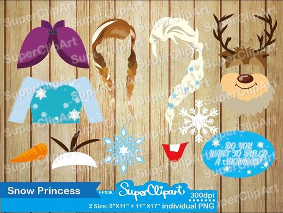 Frozen Photo Booth Props for Frozen Birthday Party by SuperClipArt