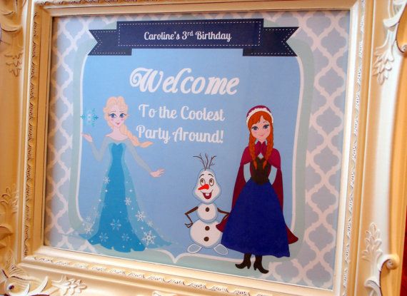 Frozen Printable Birthday Party Sign 8x10 by SweetCarolinesStudio 8.00