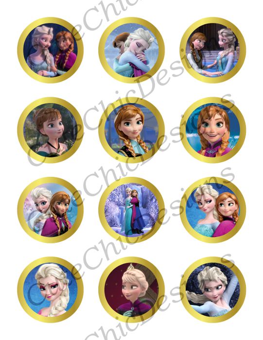 Frozen Printables 2 Circle for Ballons Cupcakes Hats Favors Toppers Sticke