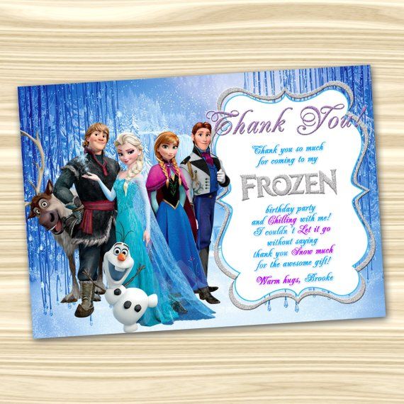 Frozen Thank You Card. Frozen Thanks. Frozen Printable. Diy Frozen Birthday Part