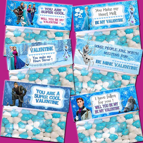 Frozen Valentine39s Day Treat Bag Topper INSTANT DOWNLOAD 6 Styles of