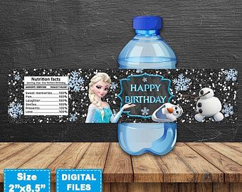 Frozen Water Bottle Labels Frozen Bottle Wrap Frozen Birthday Party Frozen Pr