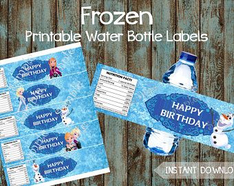Frozen Water Bottle Labels Frozen Printable Water Labels Frozen Party Favors