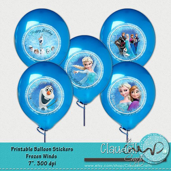 Frozen Winds Inspired Printable Balloon Stickers Plates Party Circles 7