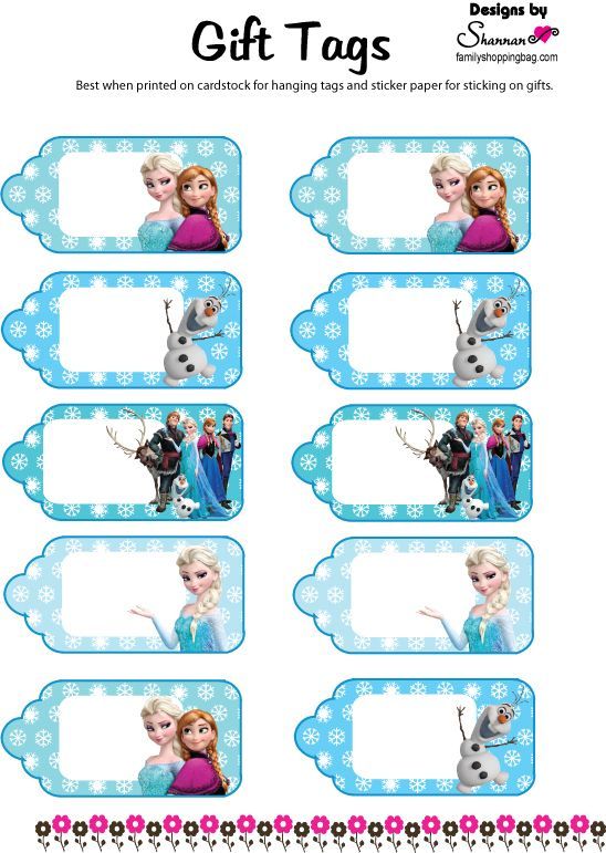 Frozen gift tags
