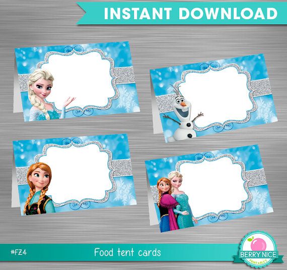 INSTANT DOWNLOAD Frozen Food Tent Label Frozen Party Package Frozen Printable
