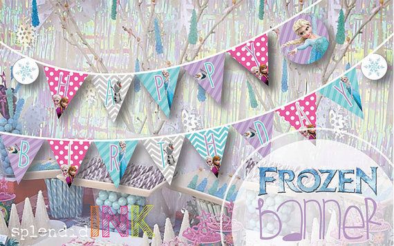 INSTANT DOWNLOAD Frozen PRINTABLE party banner Happy Birthday by SplendidINK