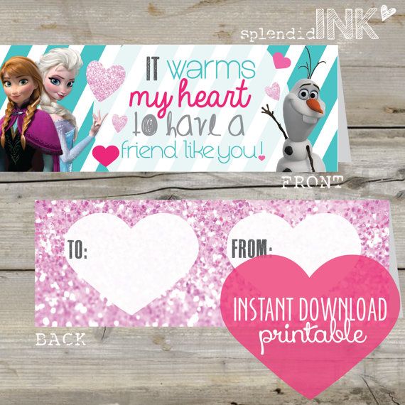 INSTANT DOWNLOAD PRINTABLE Frozen Valentine treat toppers by splendidINK on Etsy