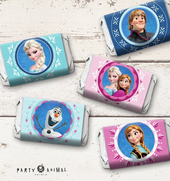 Instant Download Disney Frozen Mini Candy Bar Label featuring Elsa Anna Olaf