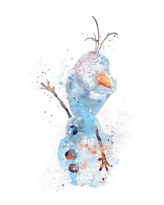 Olaf Art Print Watercolor Print Olaf Printable Frozen Poster Snowman Disney