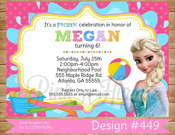 Pool Party Elsa449 DIY Printable Invitation FREE Thank You Card Included on Et