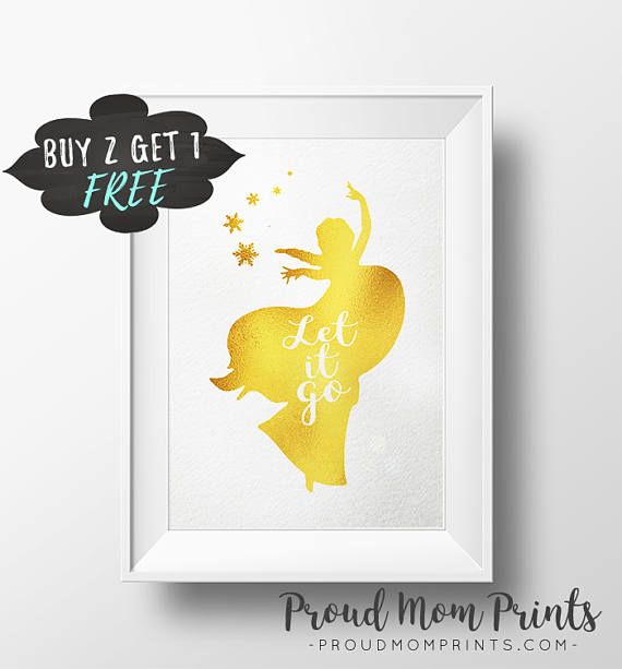 Princess Elsa Disney Frozen Printable Gold Foil Art Frozen Print Let It Go D