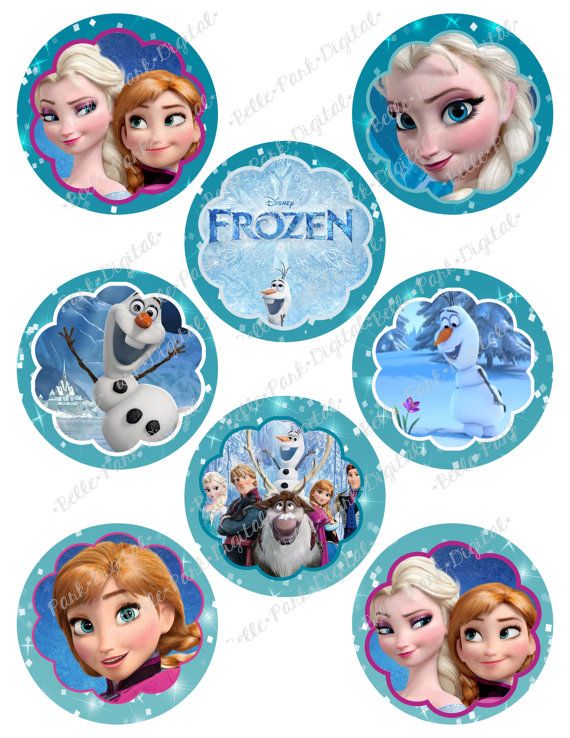 TWO Sheets of Digital Frozen Printable Birthday Party Cupcake Toppers