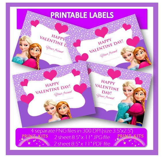 Valentine39s Day Frozen Printable Tags. Instant Download