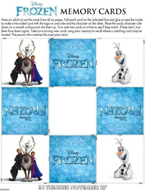memory cards Free Frozen Printables Inspired By Dis