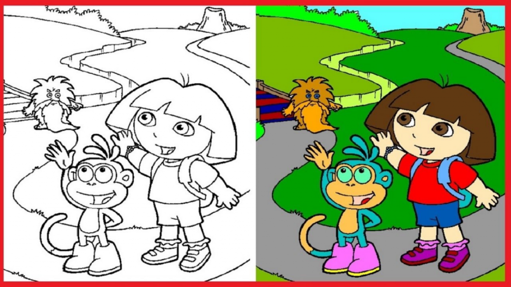 dora and friends coloring page