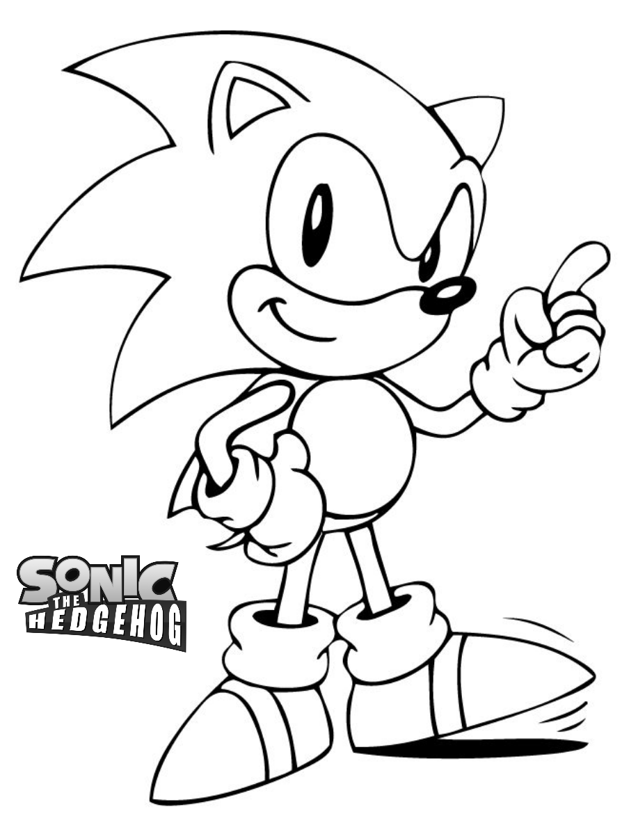 Sonic is blue hedgehog with supersonic speed. Coloring page. | BubaKids.com
