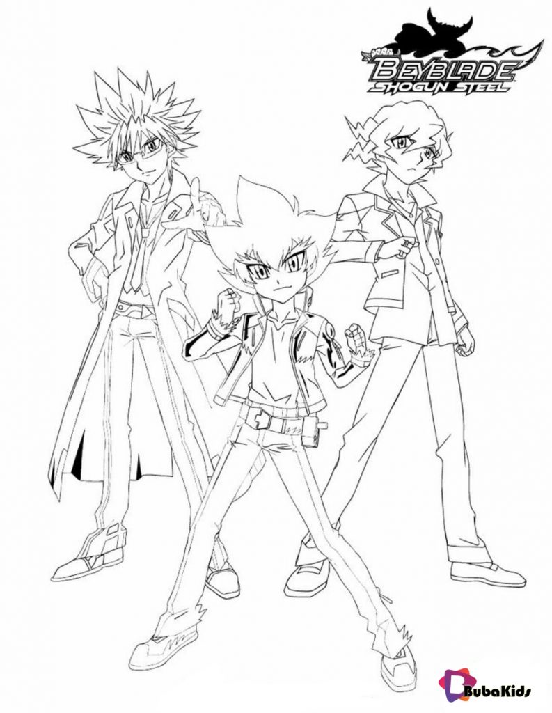 Beyblade Group 3 characters coloring page More Beyblade content on bubakids