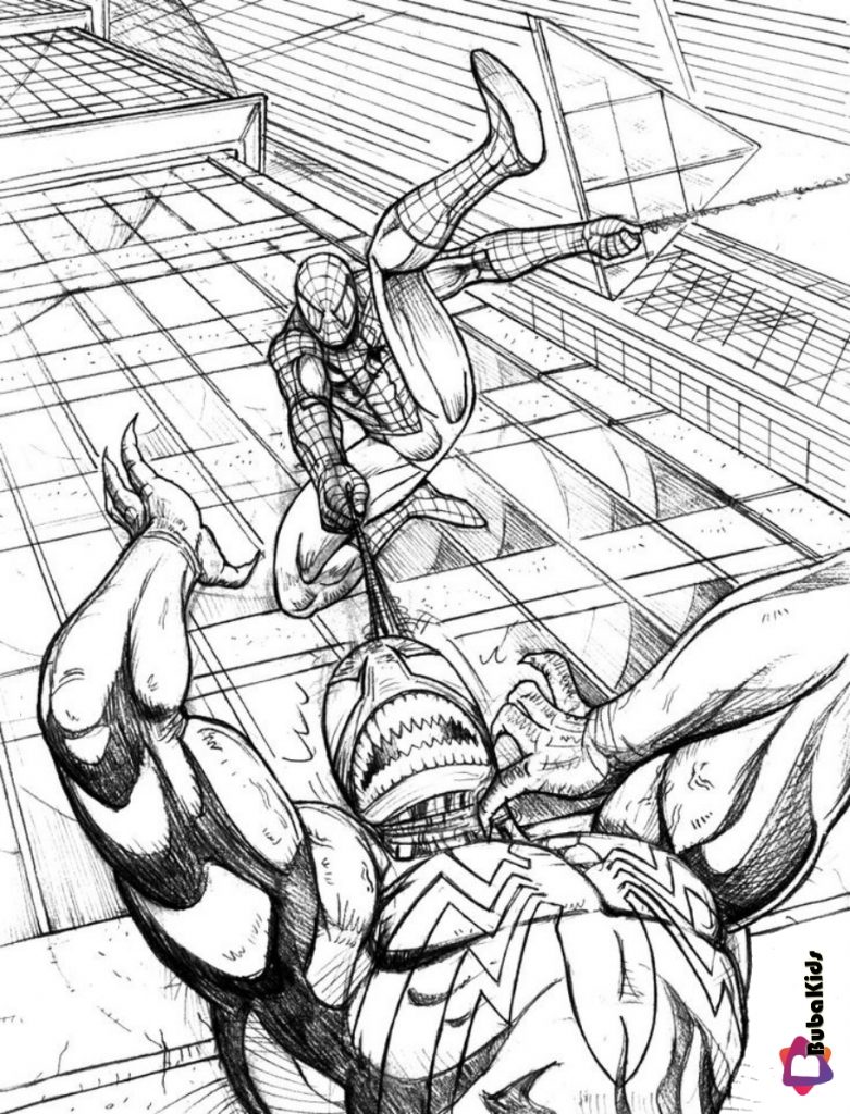 Spiderman vs Venom Superhero Coloring Pages bubakids