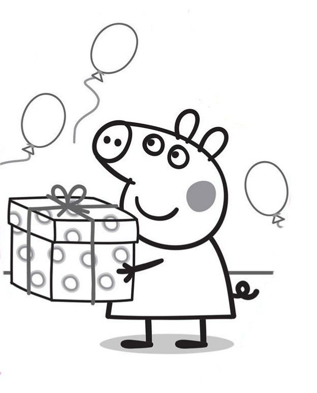 peppa pig balloon birthday gift coloring page