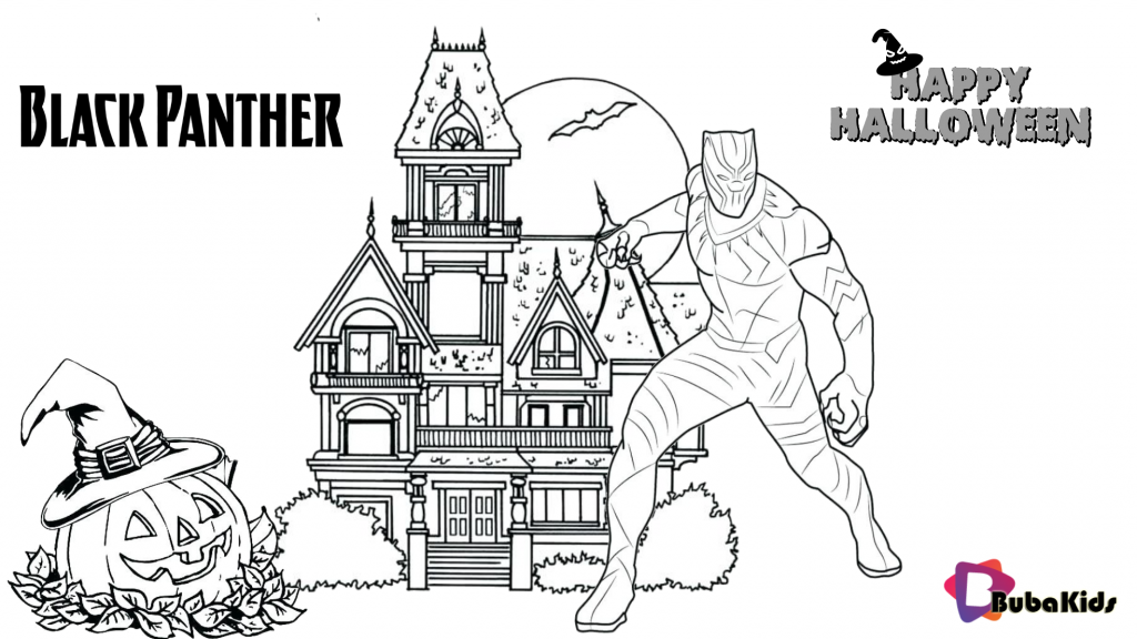 Black panther costume for 2019 halloween party coloring page