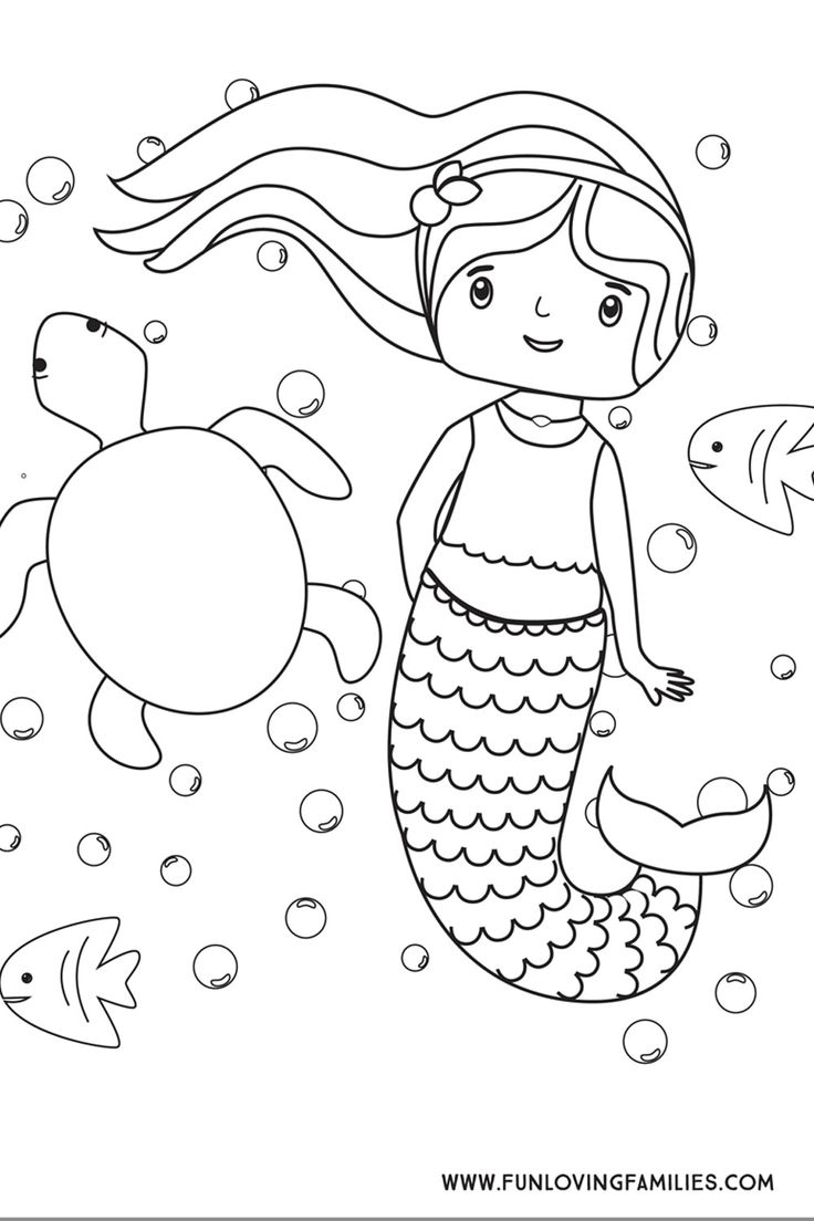 Download this simple mermaid coloring sheet for kids for a calm indoor activity