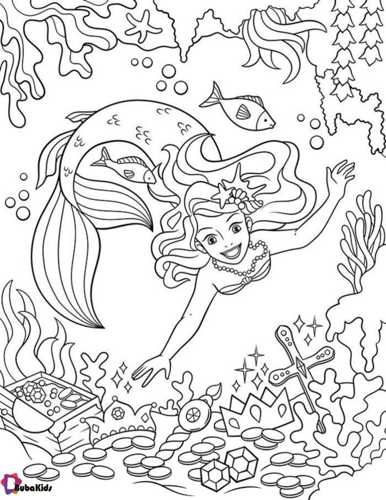 Free printable mermaids coloring pages for kids