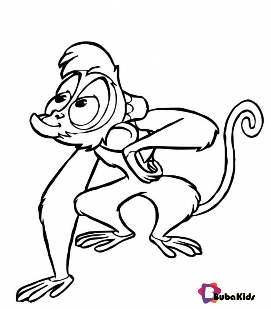 abu aladdin pet monkey and friend coloring pages