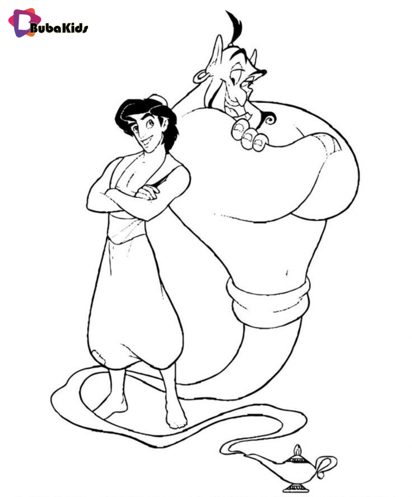 aladdin and genie coloring pages