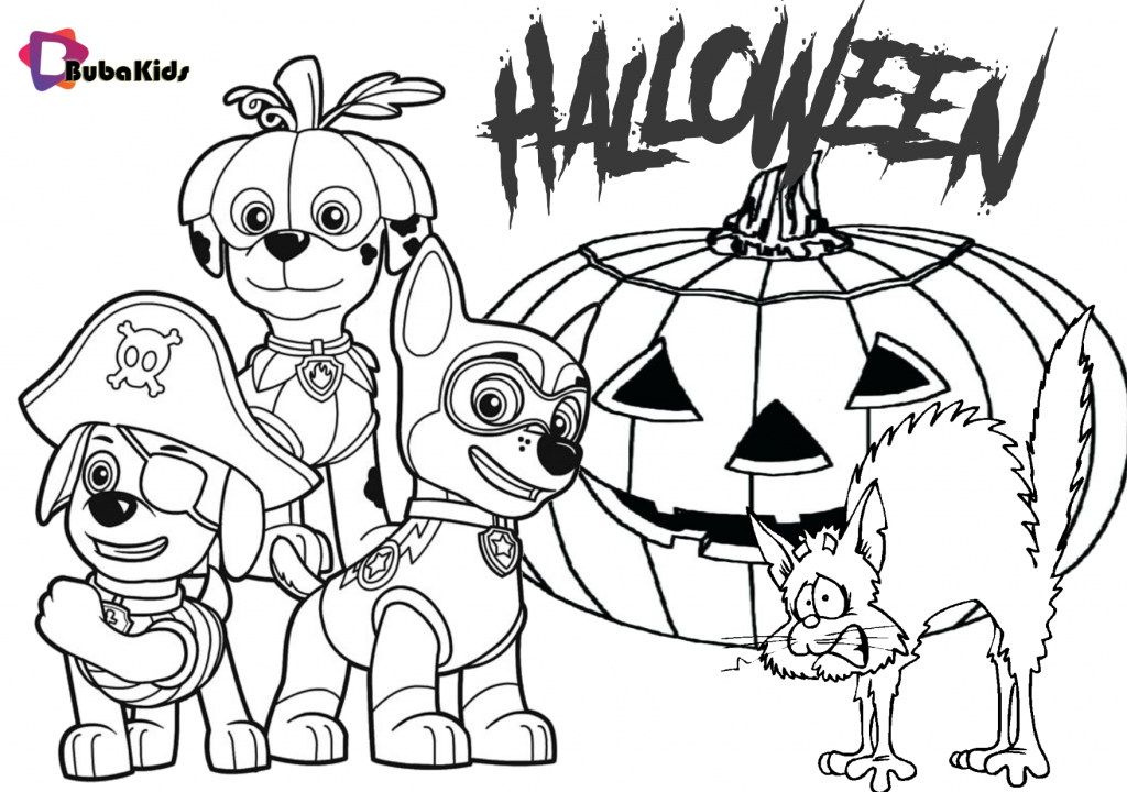 paw patrol halloween party 2019 coloring page