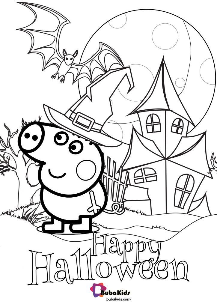 Peppa Pig Happy Halloween Coloring Page
