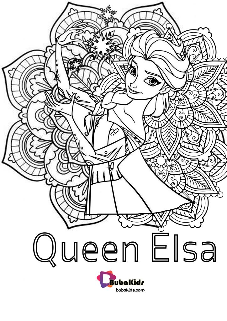 Queen Elsa FLoral Coloring Pages