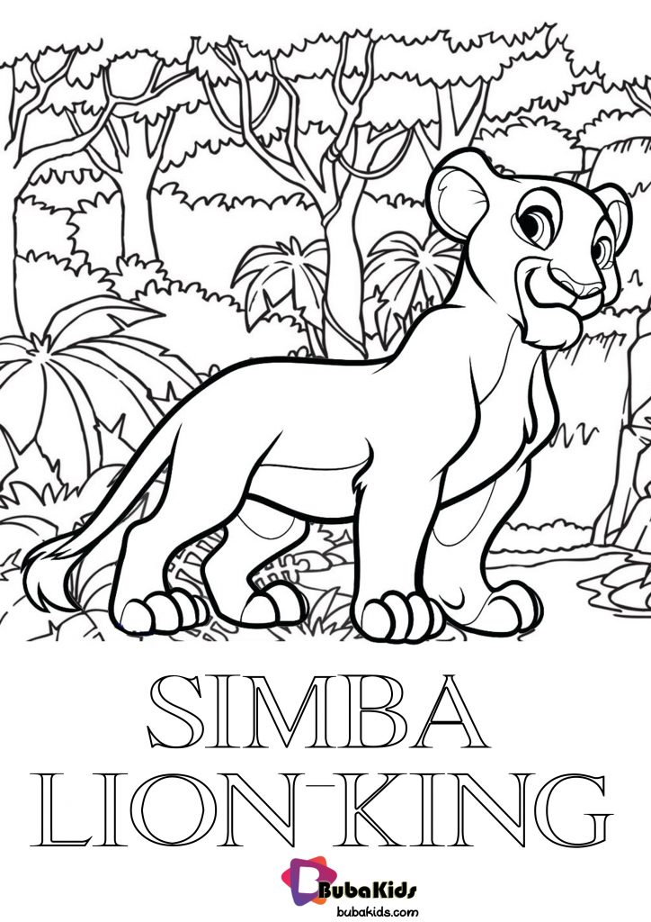 Simba The Lion King in The Jungle Coloring Pages Bubakids
