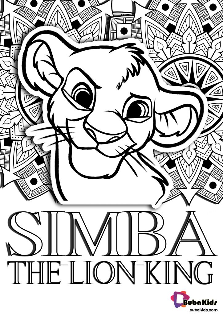 simba face mandala coloring printable