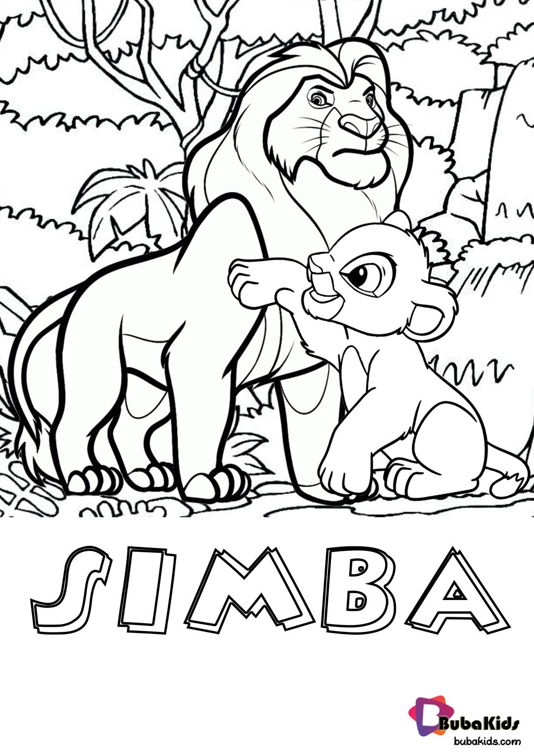 Simba Lion King Printable Coloring Page Free | BubaKids.com
