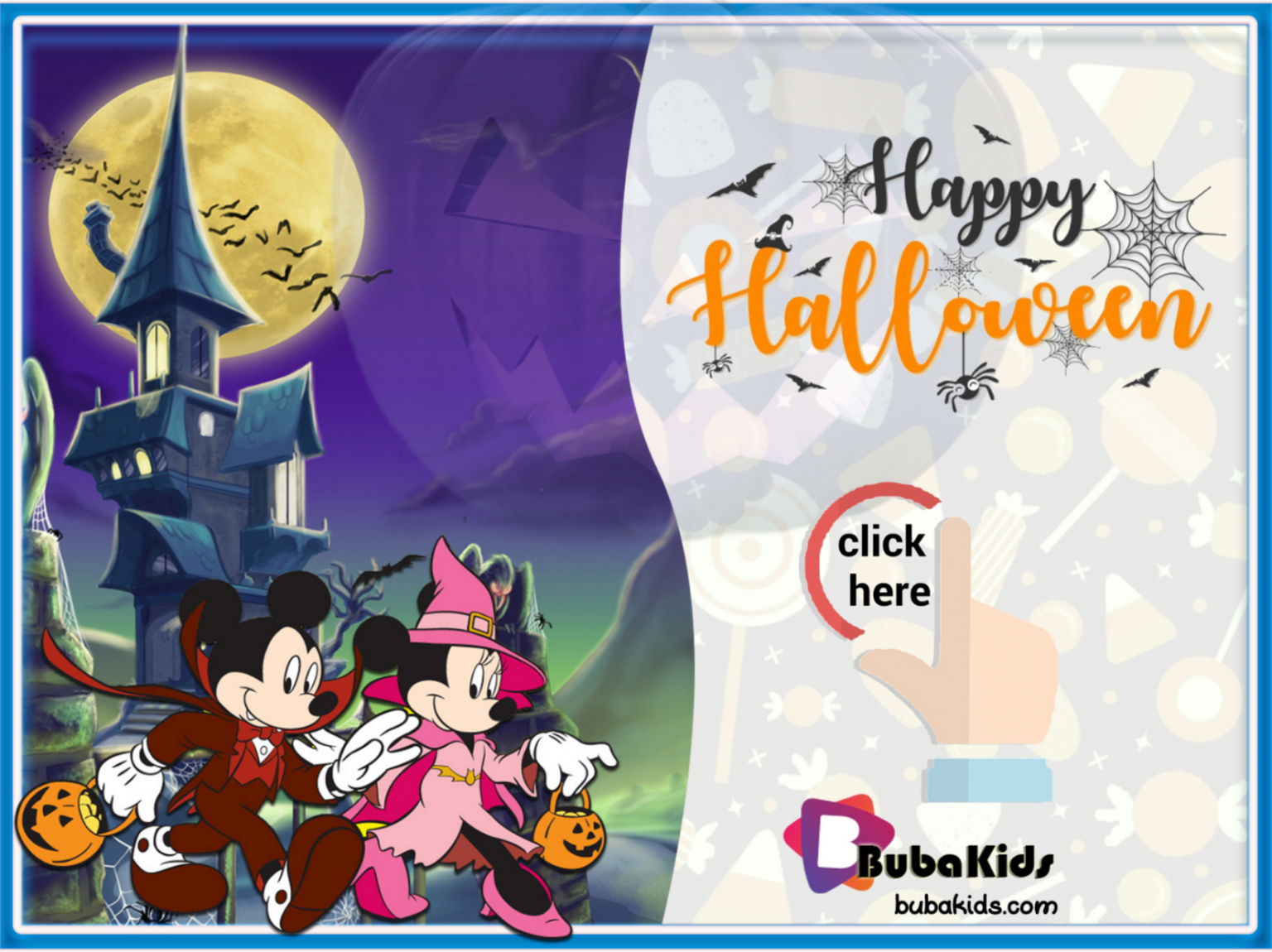 Mickey and minnie mouse halloween free printable invitation template. | BubaKids.com