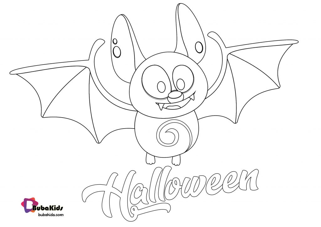 Bat Welcome October Happy Halloween Coloring Page