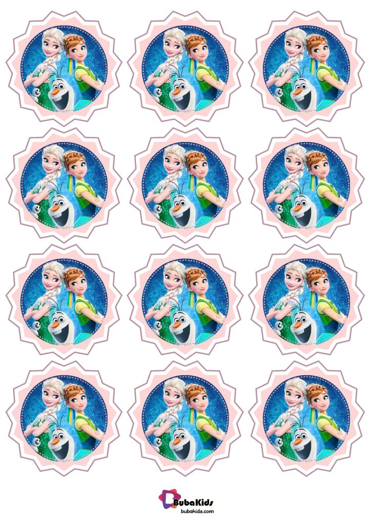 Free Printable Frozen Sticker Label Size A4 | BubaKids.com