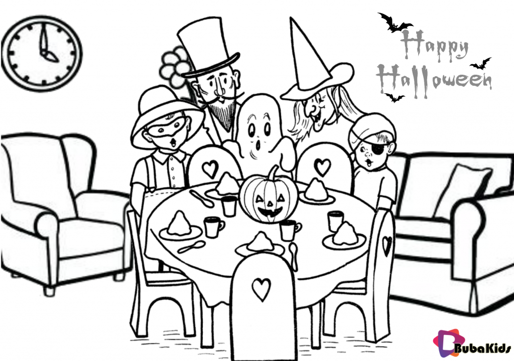 halloween party coloring page
