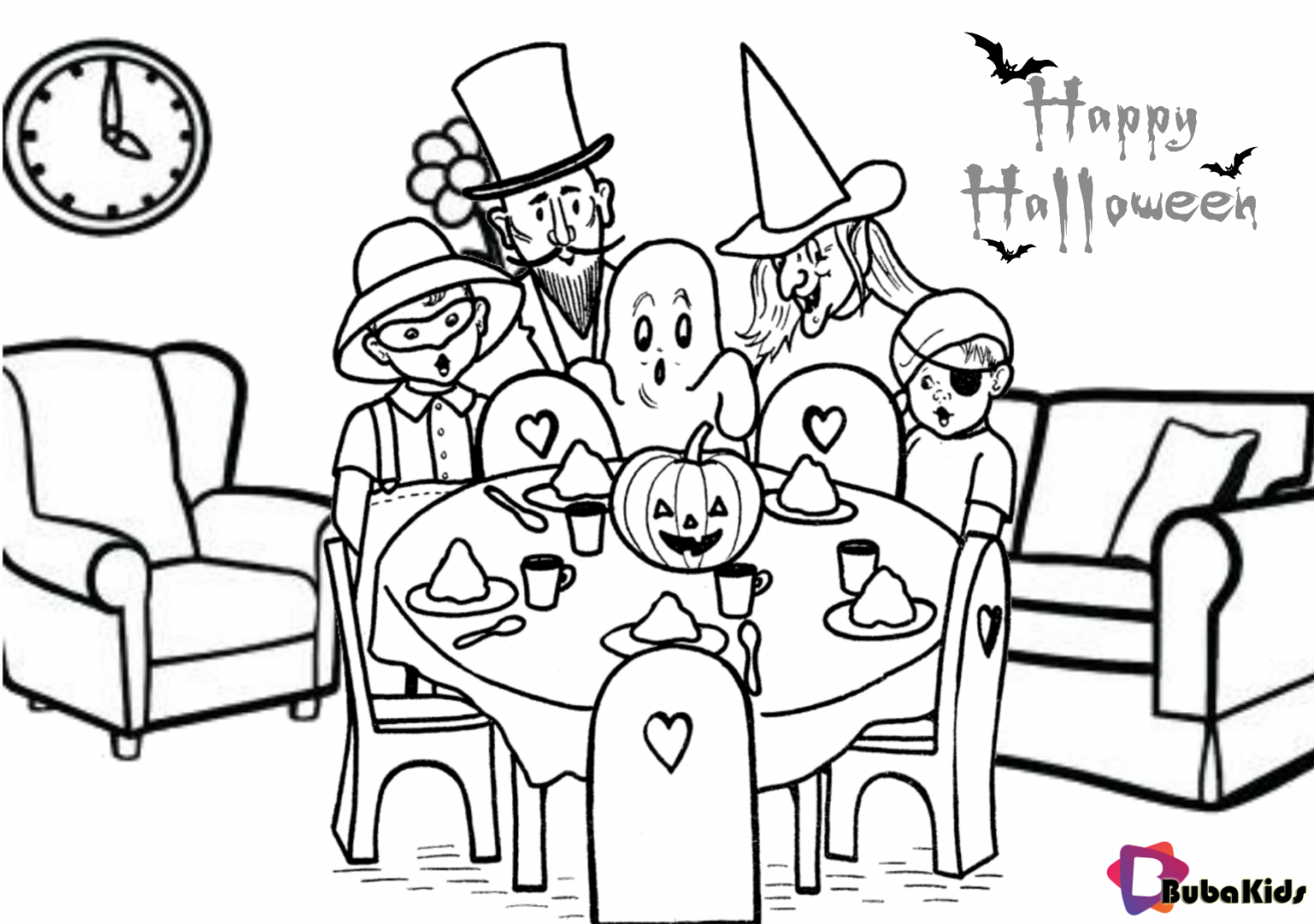 Halloween party free printable coloring pages. | BubaKids.com
