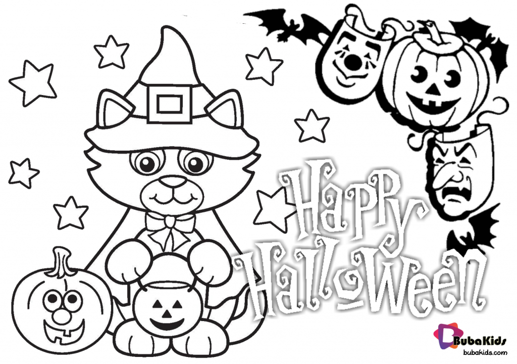 happy halloween trick or treat coloring pages printable