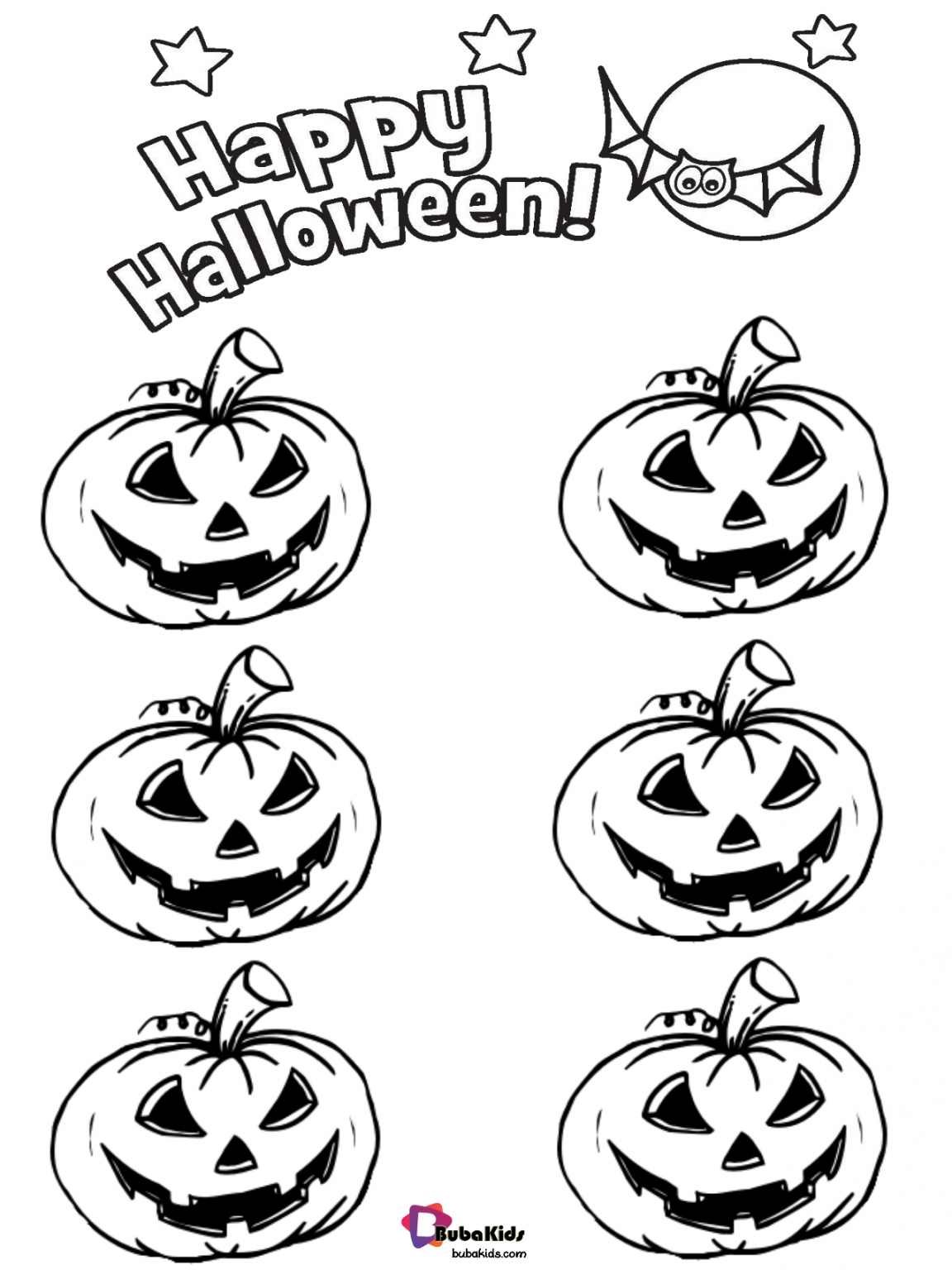 Jack o lantern pumpkins happy halloween - Jack O Lantern Happy Halloween Coloring Pages 1152x1536 
