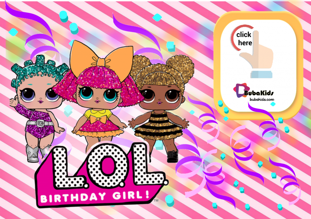 lol surprise birthday girl invitation template