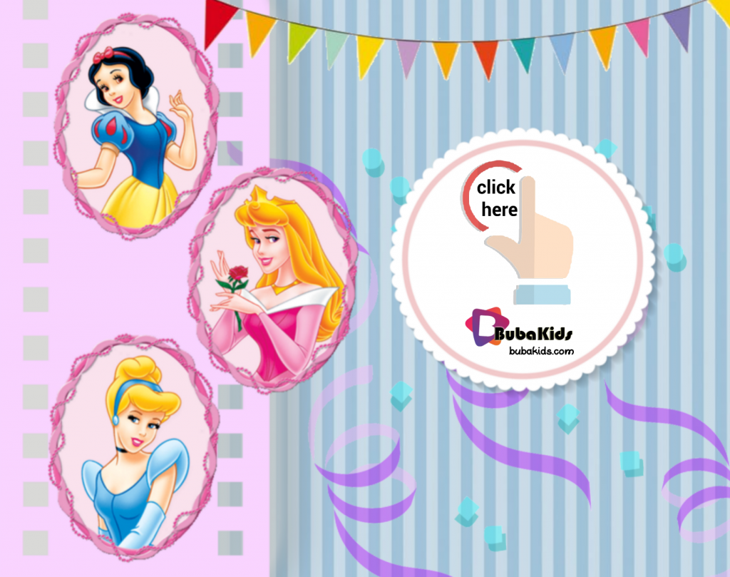 snow white princess aurora and ciderella birthday invitation template
