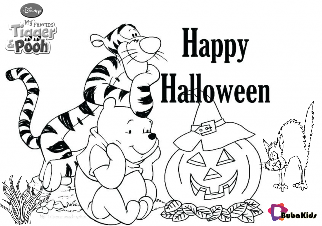 tigger and winnie the pooh halloween coloring page