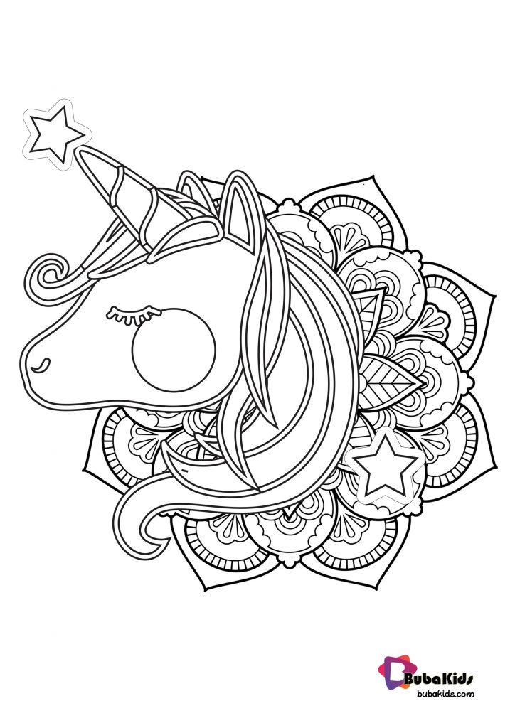 Cute Unicorn Mandala Coloring Page