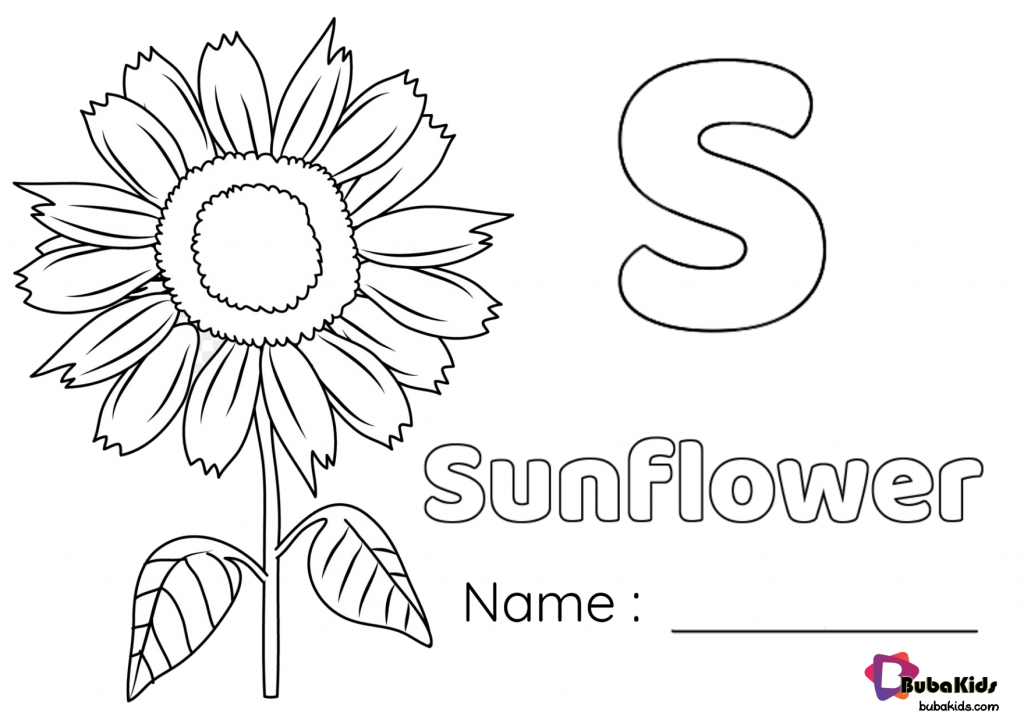 Learn alphabet letter S for Sunflower coloring page