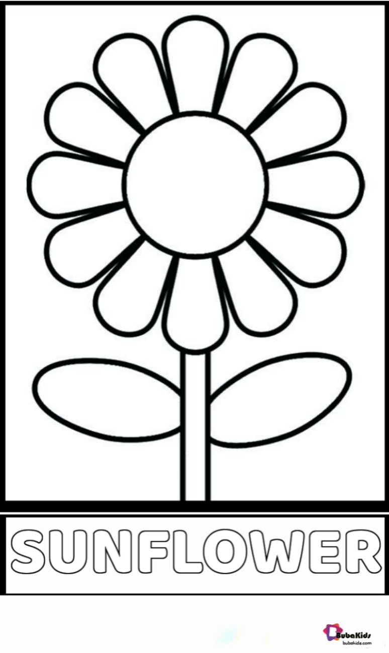 Sunflower coloring page for toddlers. | BubaKids.com
