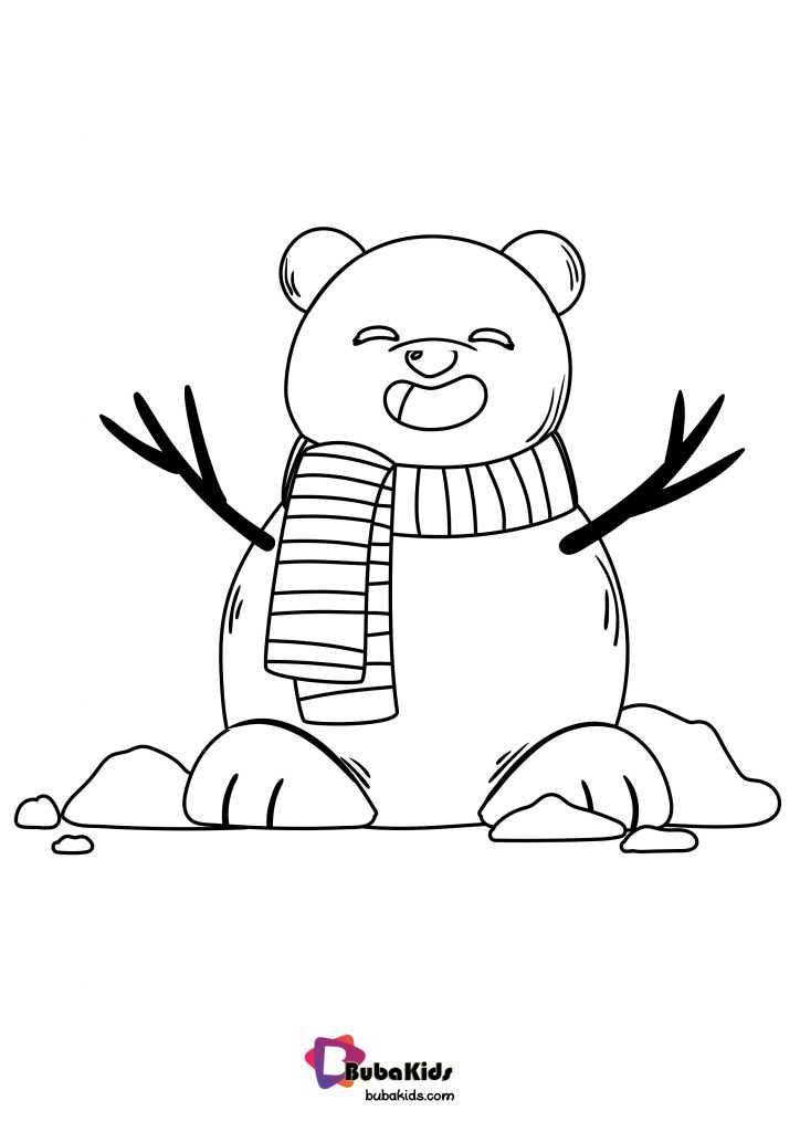 Bear Head Snowman Coloring Page