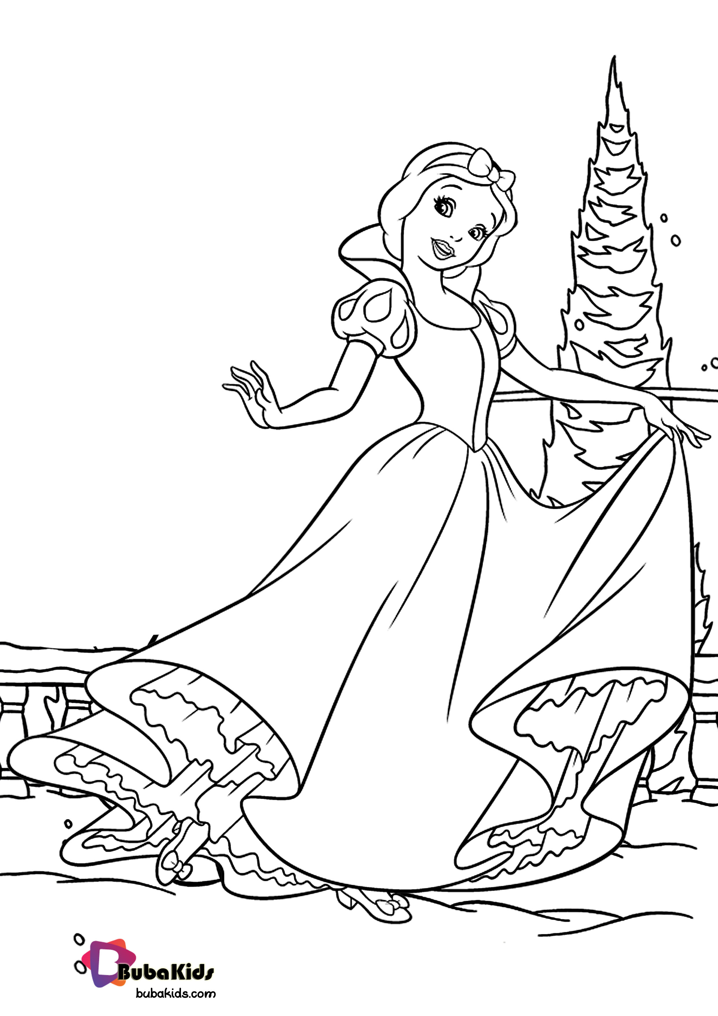 Dancing Snow White Coloring Page - BubaKids.com